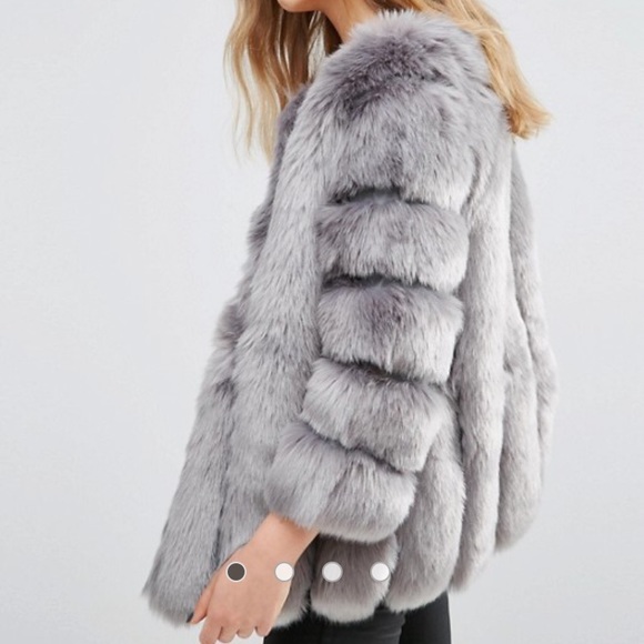 Jackets & Blazers - Jayley luxurious faux fur jacket-light grey